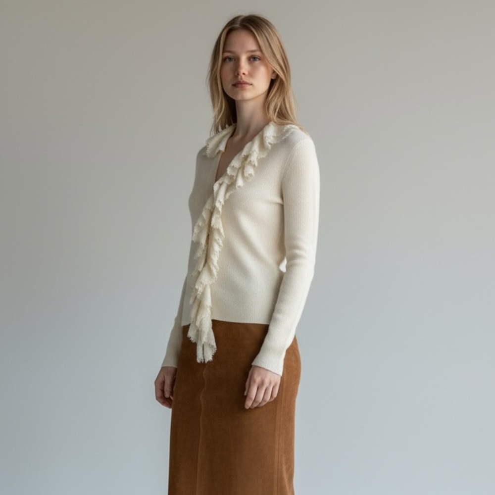Dior Cardigan with Removable Ruched Collar Fr36